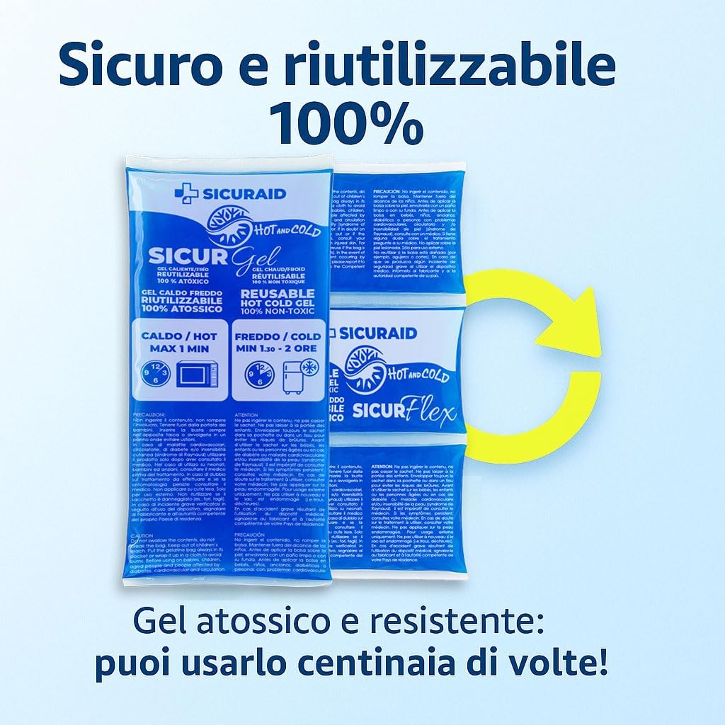 Ghiaccio Gel Riutilizzabile con Sacca Protettiva (2 Pezzi Grandi +2 Sacche)