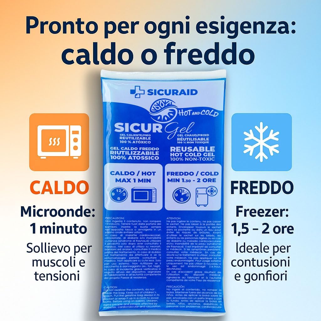 Ghiaccio Gel Riutilizzabile con Sacca Protettiva (2 Pezzi Grandi +2 Sacche)