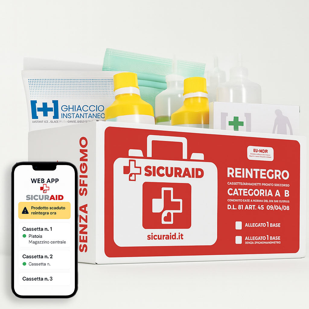 SICURAID Kit Reintegro Cassetta Pronto Soccorso Allegato 1 senza Sfigmo + Accesso Web App