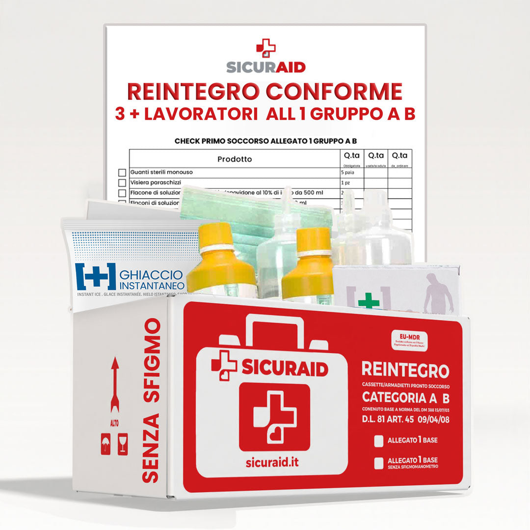 SICURAID Kit Reintegro Cassetta Pronto Soccorso Allegato 1 senza Sfigmo
