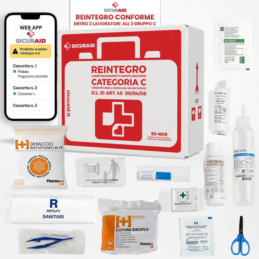 SICURAID Kit di Reintegro Pronto Soccorso Allegato 2 Gruppo C + Accesso web App
