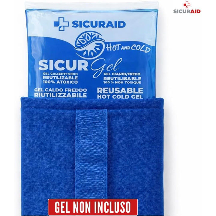 Sacca Porta Gel Caldo/Freddo con Fascia di Fissaggio 12,5 x 26 cm – Blu | Gel non incluso