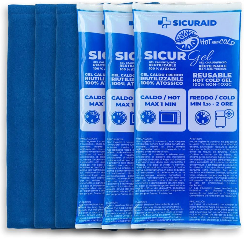 Ghiaccio Gel Riutilizzabile con Sacca Protettiva (3 Pezzi Grandi + 3 Sacche)