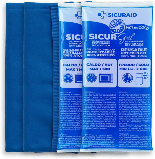 Ghiaccio Gel Riutilizzabile con Sacca Protettiva (2 Pezzi Grandi +2 Sacche)