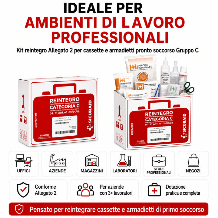 SICURAID Kit Reintegro Cassetta Pronto Soccorso Allegato 2 Gruppo C + Accesso web App SicurApp