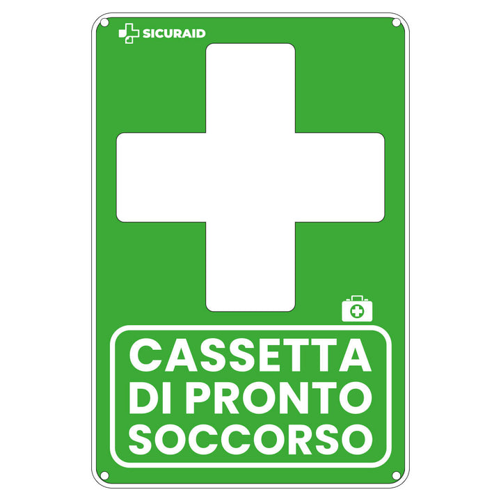 SICURAID Cartello Cassetta Pronto Soccorso in Polipropilene Spessore 0,5 mm - 25x18,5 cm