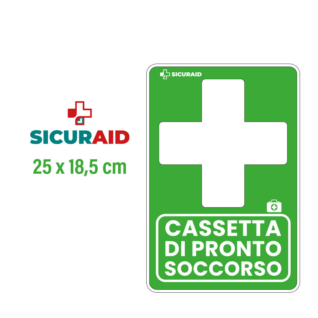 SICURAID Cartello Cassetta Pronto Soccorso in Polipropilene Spessore 0,5 mm - 25x18,5 cm