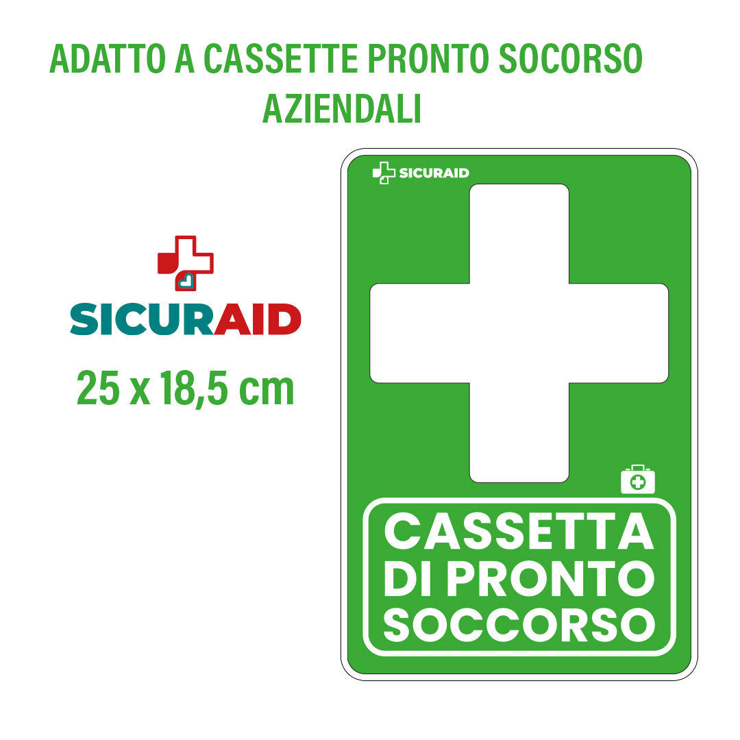 SICURAID Cartello Cassetta Pronto Soccorso in Polipropilene Spessore 0,5 mm - 25x18,5 cm