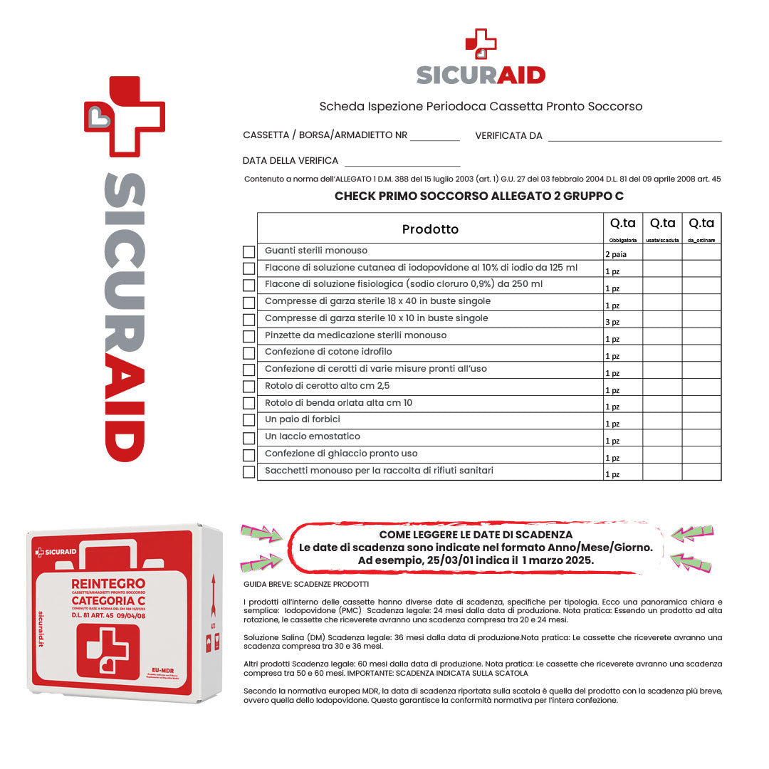 SICURAID Kit di Reintegro Pronto Soccorso Allegato 2 Gruppo C + Accesso web App