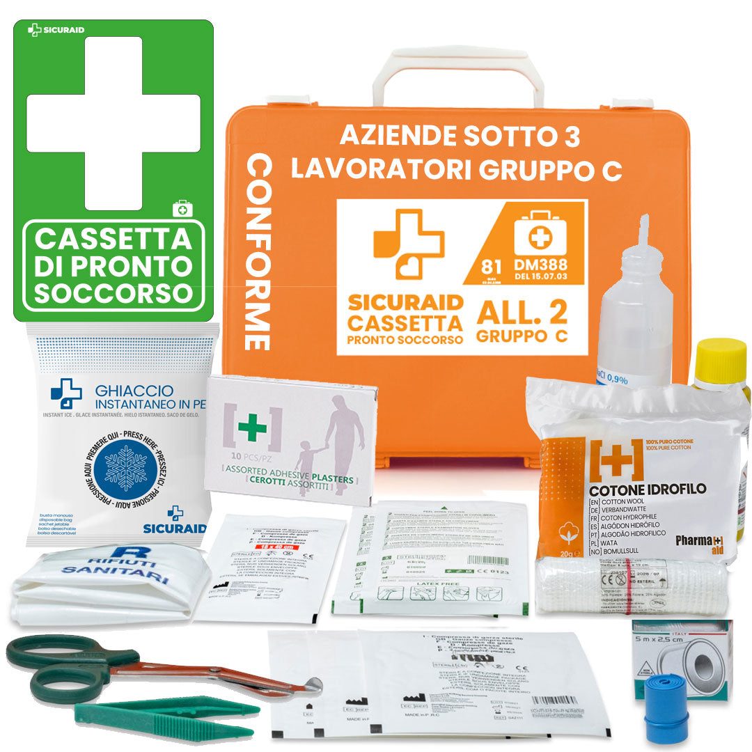 SICURAID Cassetta Pronto Soccorso All. 2 C con Cartello Segnaletico