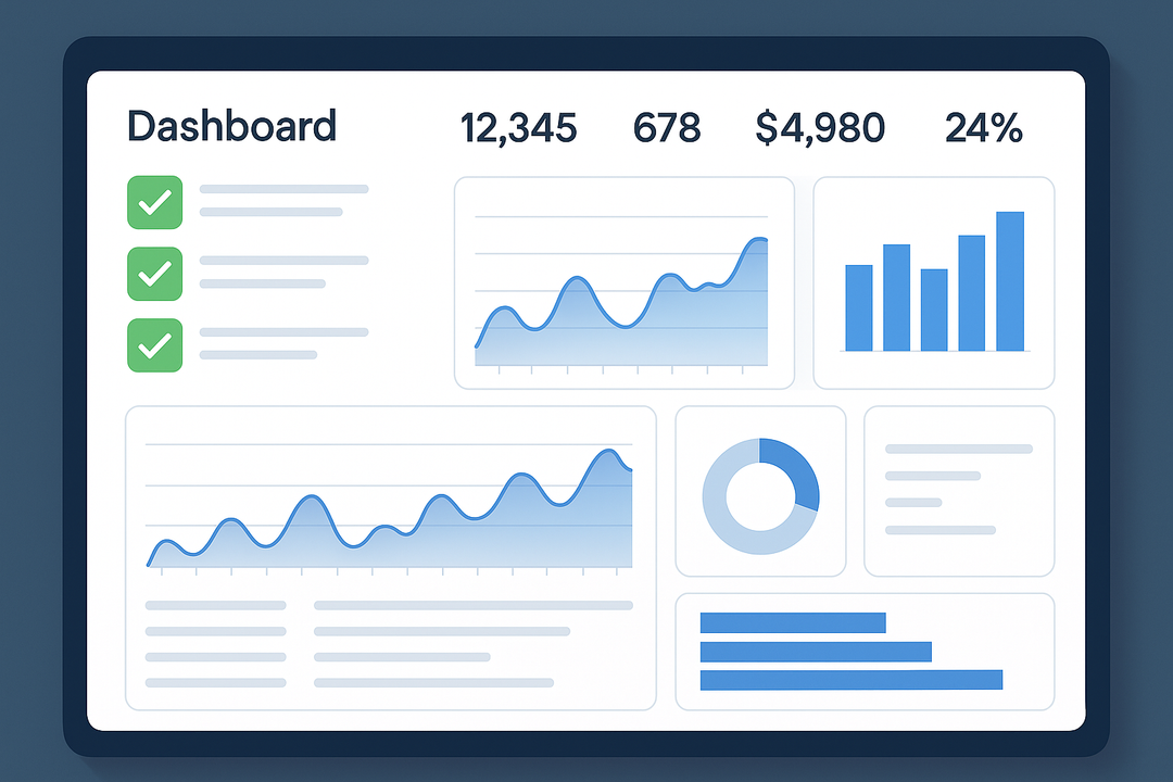 dashboard/computer con grafico o check icon 