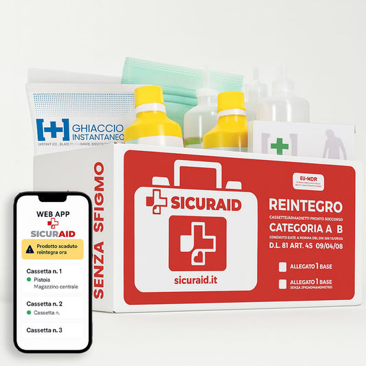 SICURAID Kit Reintegro Cassetta Pronto Soccorso Allegato 1 senza Sfigmo + Accesso Web App