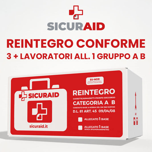 SICURAID Kit Reintegro Cassetta Pronto Soccorso Allegato 1 senza Sfigmo