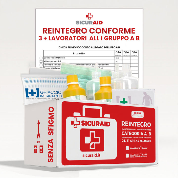 SICURAID Kit Reintegro Cassetta Pronto Soccorso Allegato 1 senza Sfigmo + Accesso Web App