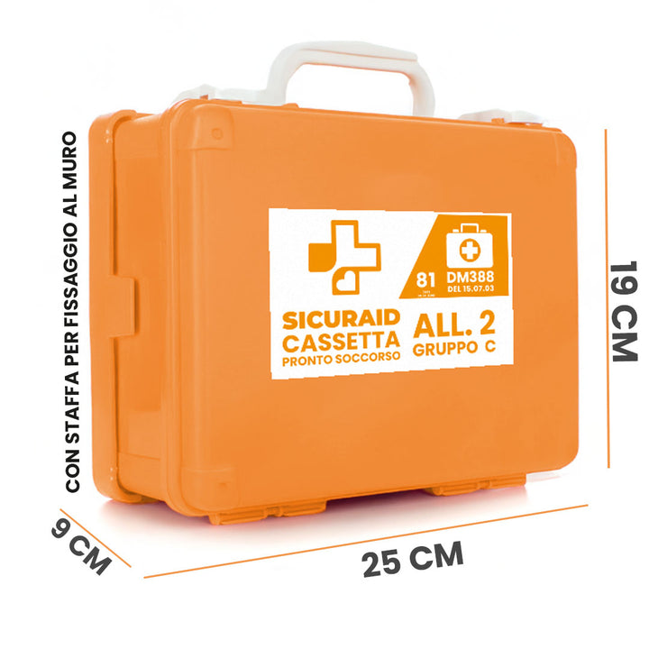 SICURAID Cassetta Pronto Soccorso All. 2 C con Cartello Segnaletico + Accesso Web App SICURAPP