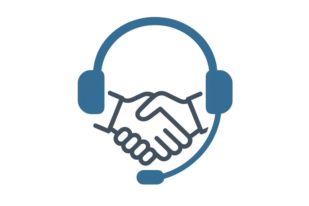una stretta di mano o cuffie di supporto (customer support). icon